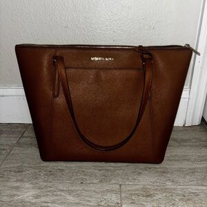 Michael Kors Leather Top-Zip Tote Bag